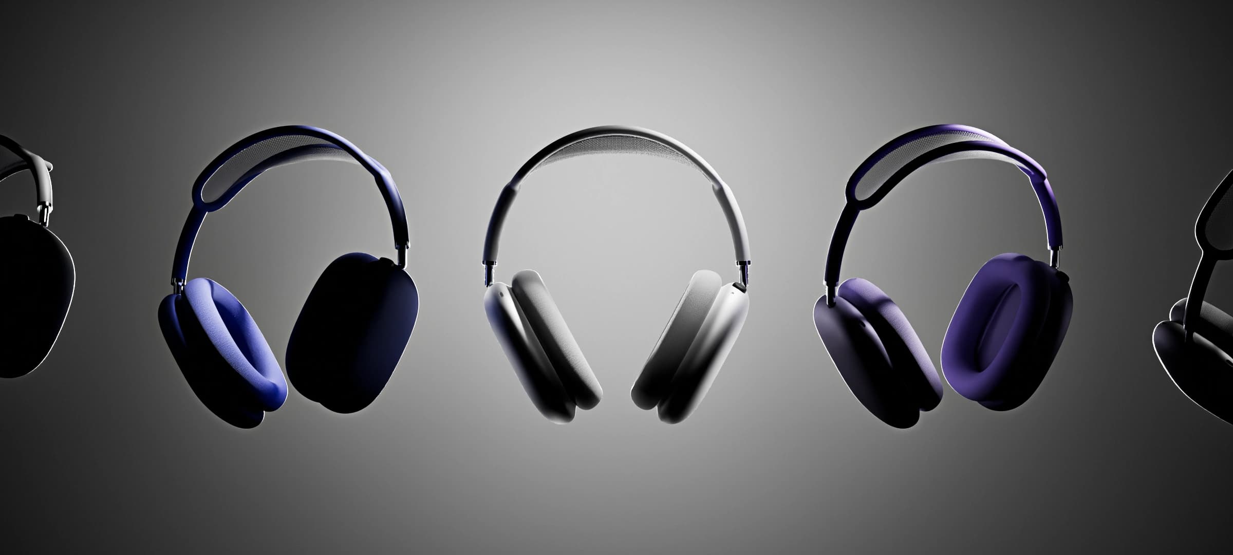 Over-ear headphones in four colorways, studio grey sweep